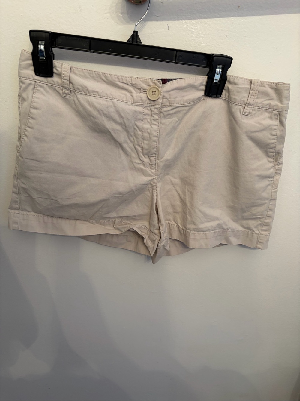 LOFT Beige Casual Cotton-Blend Bermuda Shorts